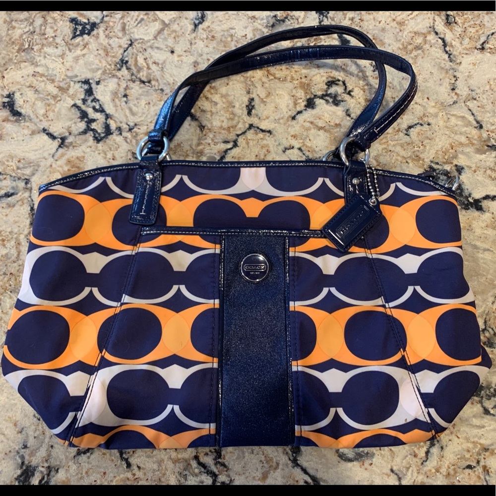 Coach Blue and Orange Handbag